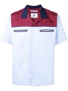 Andrea Pompilio Block Print Short Sleeve Shirt, Men's, Size: 52, Blue, Cotton