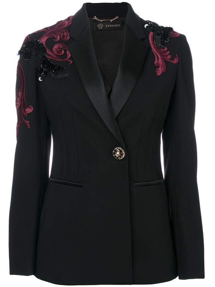 Versace Baroque Embroidered Blazer - Black