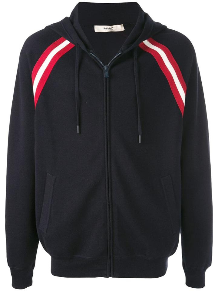 Bally Stripe Detail Zip Hoodie - Blue
