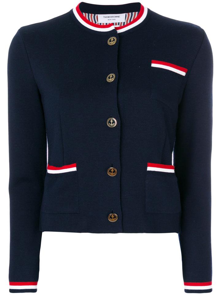 Thom Browne Stripe Trim Cardigan - Blue