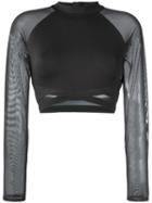 Reebok Sheer Detailing Cropped Top, Women's, Size: Xs, Black, Polyester/spandex/elastane