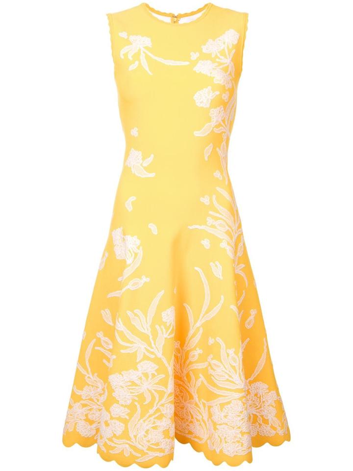 Carolina Herrera Floral Embroidered Dress - Yellow