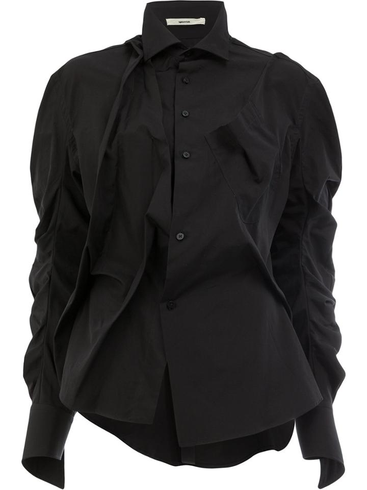 Aganovich Ruched Sleeved Shirt - Black