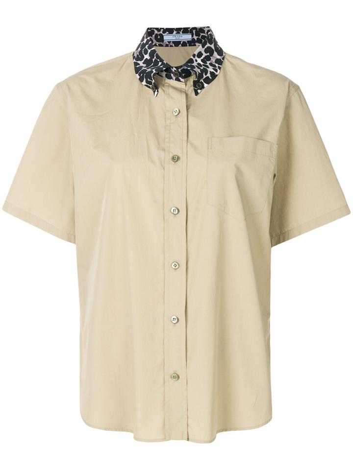 Prada Contrast Collar Shirt - Brown
