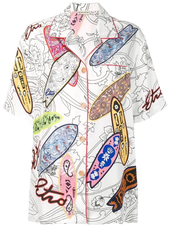 Etro Surfboard Floral Pint Shirt - White