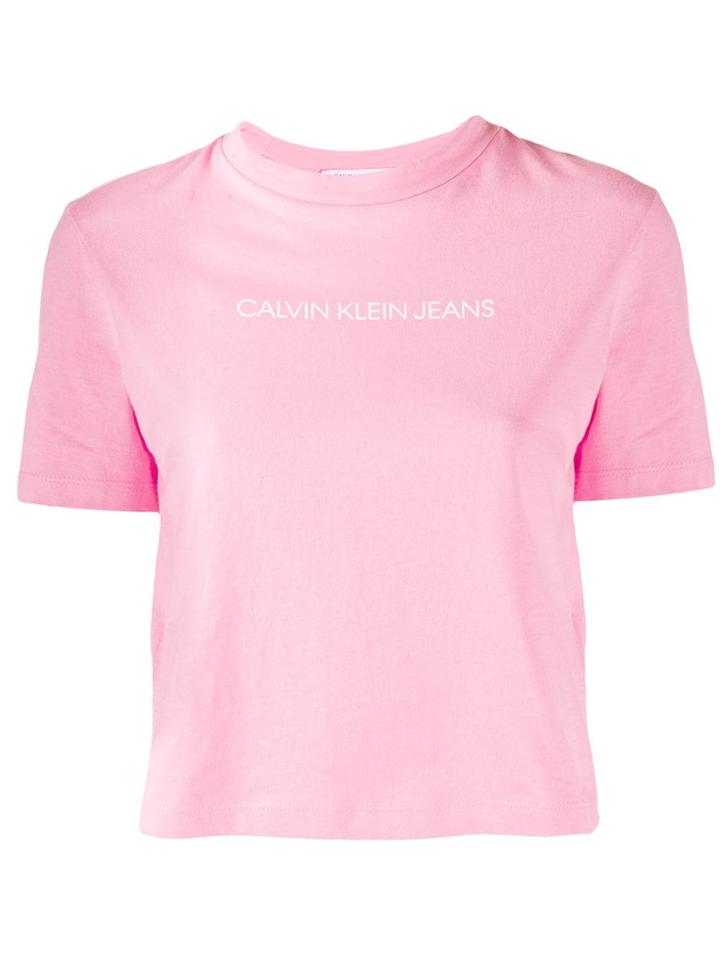 Calvin Klein Jeans Logo Print Cropped T-shirt - Pink