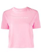Calvin Klein Jeans Logo Print Cropped T-shirt - Pink