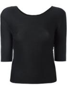 Issey Miyake Cauliflower Three Quarter Sleeves T-shirt, Women's, Black, Polyester