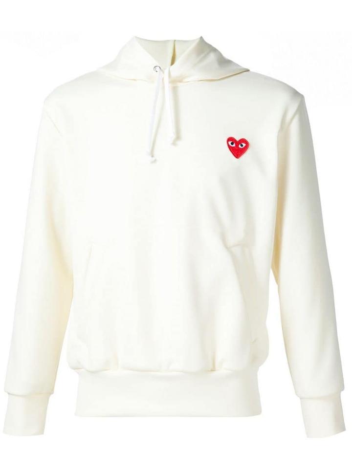 Comme Des Garçons Play Heart Appliqué Hoodie - White