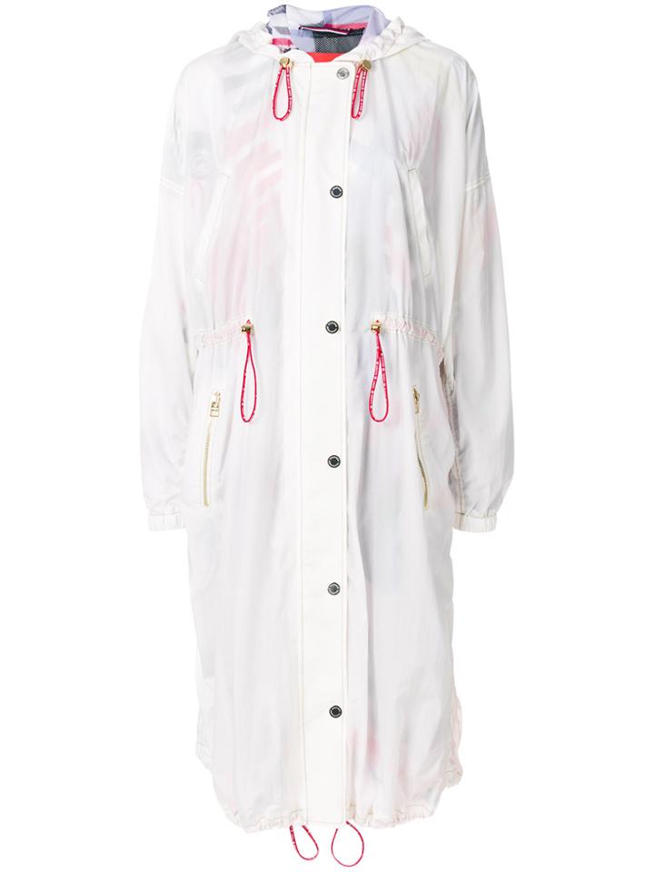Tommy Hilfiger Printed Lining Hooded Raincoat - White