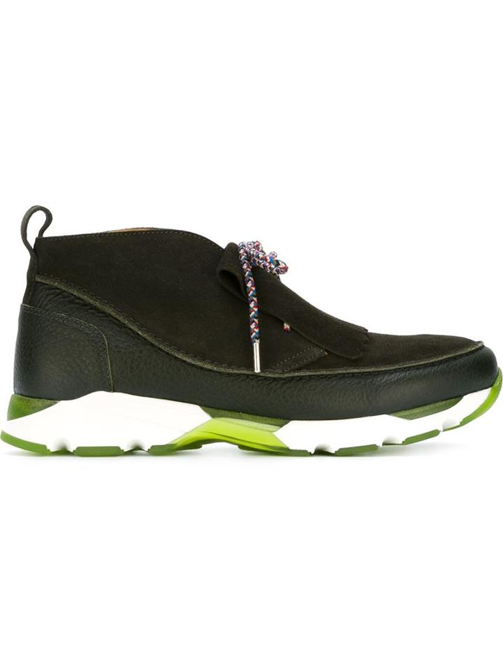 Carven Neo Derby Sneakers, Men's, Size: 43, Green, Leather/rubber