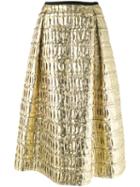 Odeeh Metallic (grey) Pleated Skirt, Women's, Size: 38, Silk/polyester/cotton