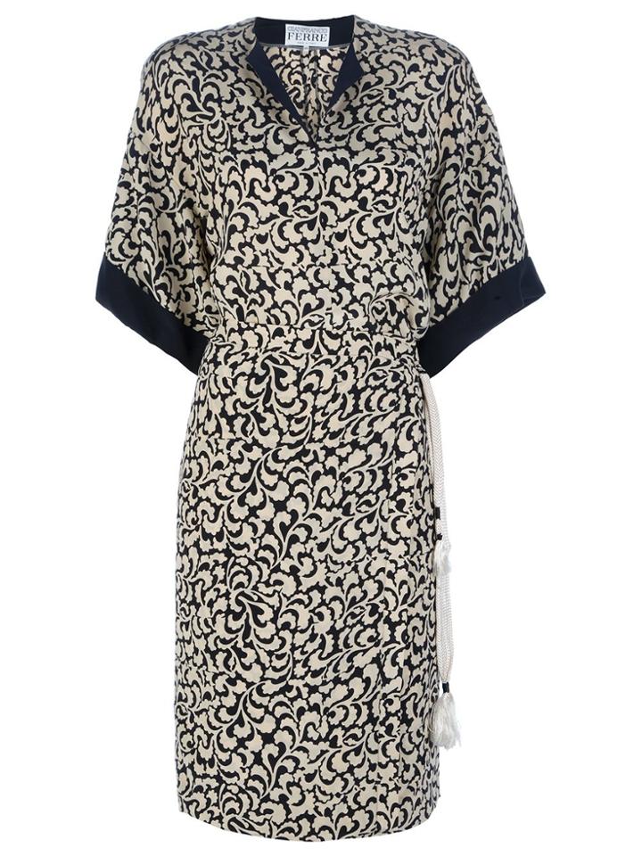 Gianfranco Ferre Vintage Leaf Print Dress - Nude & Neutrals