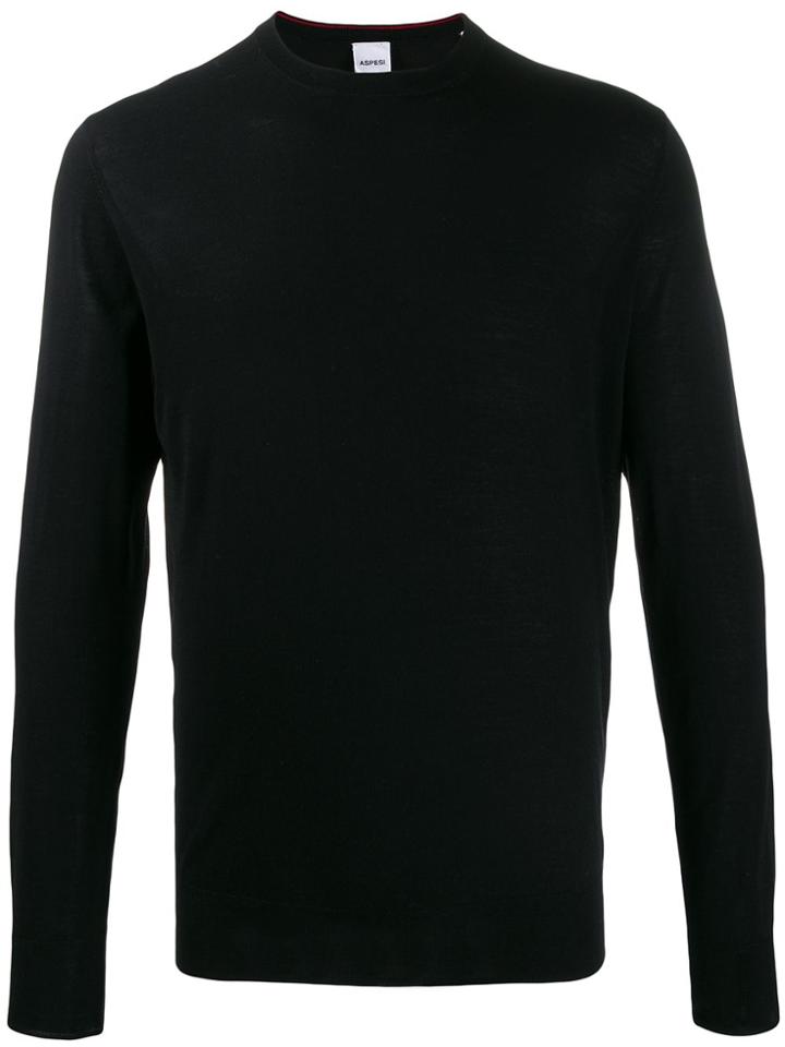 Aspesi Knitted Crew-neck Jumper - Black