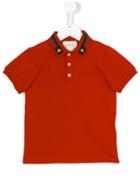 Gucci Kids Gg Web Bee Collar Polo Shirt, Boy's, Size: 12 Yrs, Red
