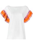 Emilio Pucci Ruffle Sleeve Blouse, Women's, Size: Large, White, Silk/cotton