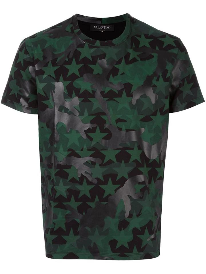 Valentino 'camustars' T-shirt, Men's, Size: Medium, Green, Cotton