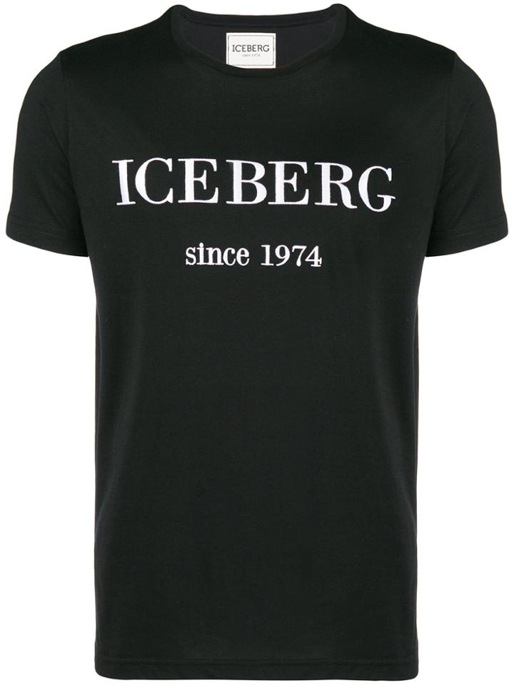 Iceberg Logo Embroidered T-shirt - Black