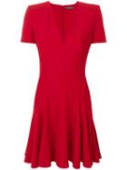 Alexander Mcqueen - V-neck Dress - Women - Silk/acetate/viscose - 42, Red, Silk/acetate/viscose