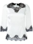 Dolce & Gabbana Lace Detail Blouse, Women's, Size: 38, White, Silk/cotton/polyamide/spandex/elastane