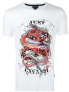 Just Cavalli Snake Print T-shirt, Men's, Size: Medium, White, Cotton