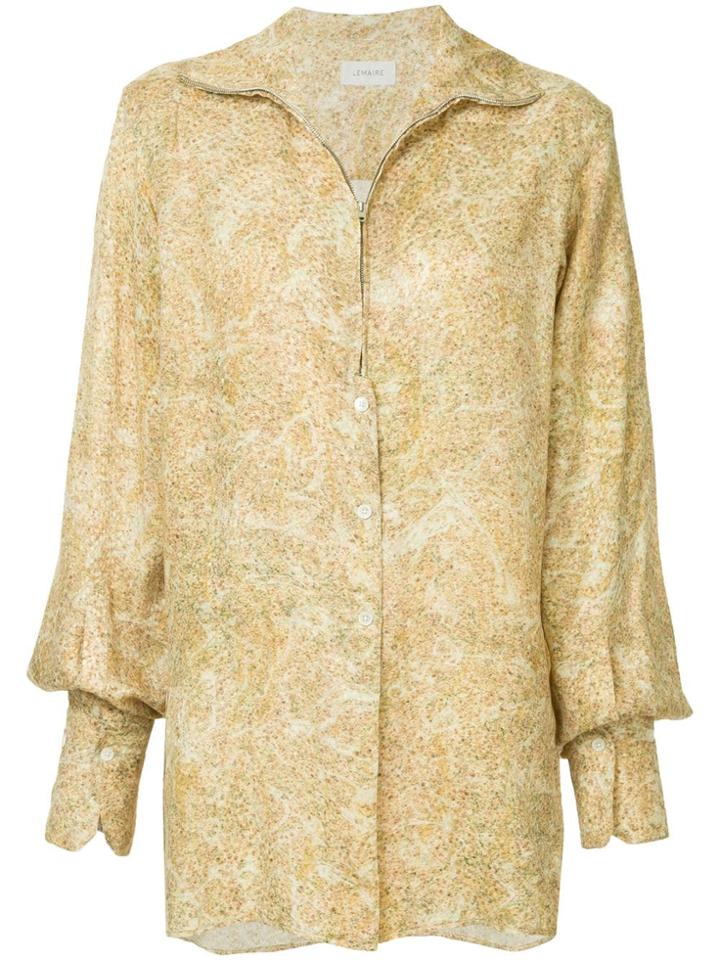 Lemaire Zip Front Floral Blouse - Yellow & Orange