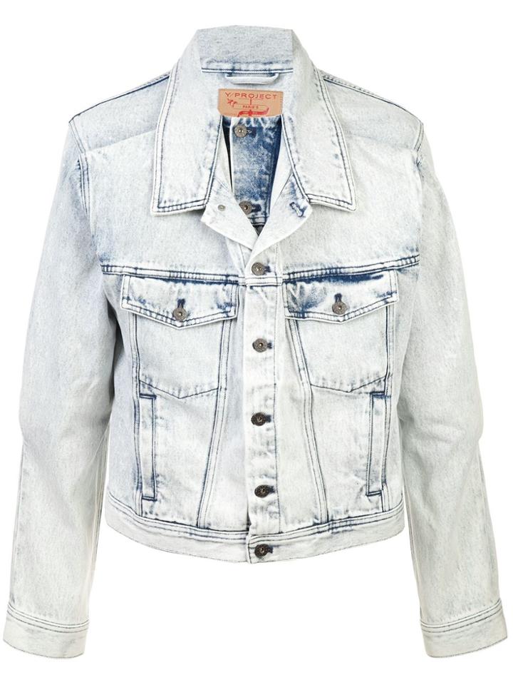 Y / Project Double Front Denim Jacket - White