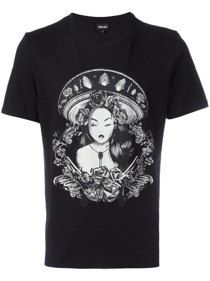Just Cavalli Lady Print T-shirt, Men's, Size: Medium, Black, Cotton
