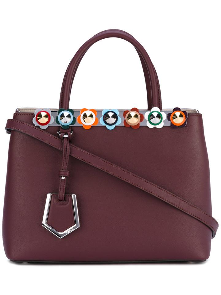Fendi - Petite 2jours Tote With Flower Appliqués - Women - Leather - One Size, Pink/purple, Leather