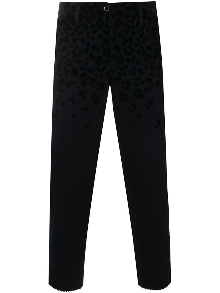 Kolor Cropped Leopard Print Trousers, Men's, Size: 2, Blue, Nylon/wool/cupro