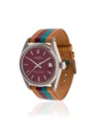La Californienne 34mm Rolex Striped Leather Band Wrist Watch - Blue
