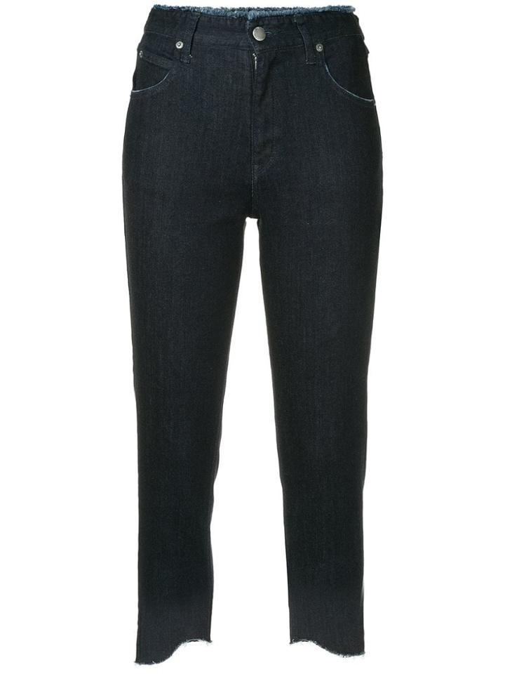 Guild Prime Frayed Hem Cropped Jeans - Blue