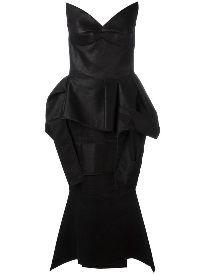 Maticevski Strapless Peplum Dress, Women's, Size: 8, Black, Linen/flax/silk/spandex/elastane