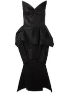 Maticevski Strapless Peplum Dress, Women's, Size: 8, Black, Linen/flax/silk/spandex/elastane