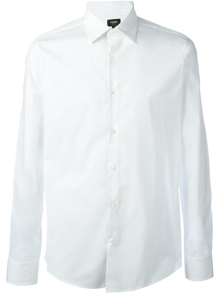 Fendi Classic Shirt, Men's, Size: 38, White, Cotton/spandex/elastane