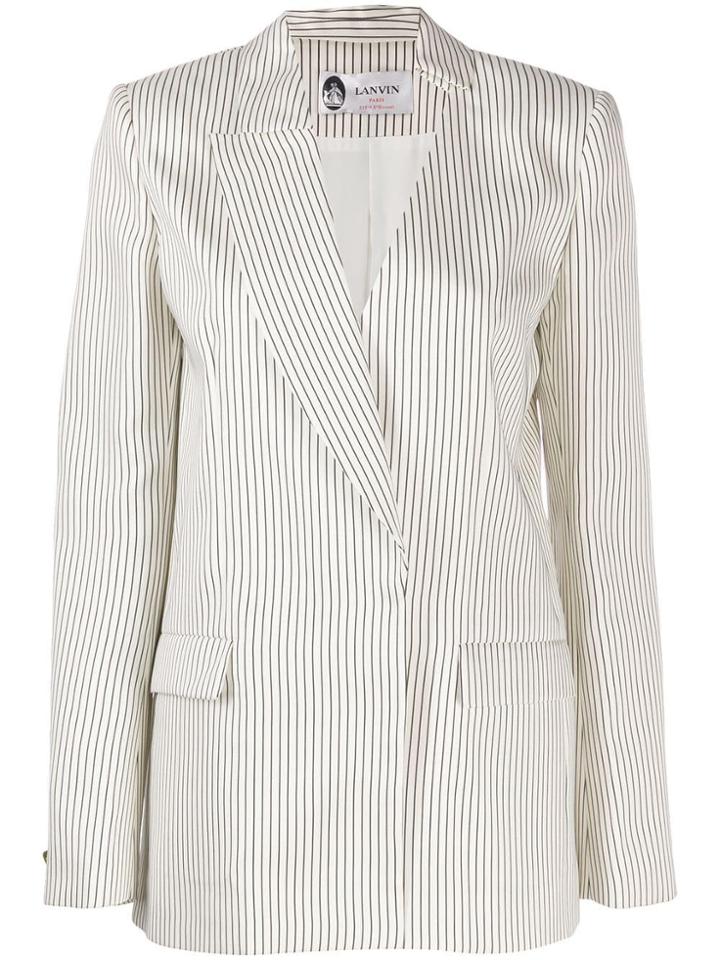 Lanvin Asymmetric Striped Blazer - White