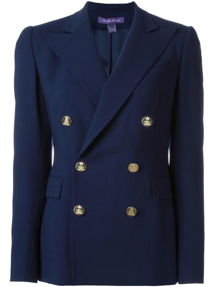 Ralph Lauren Double Breasted Blazer, Women's, Size: 6, Blue, Silk/spandex/elastane/virgin Wool
