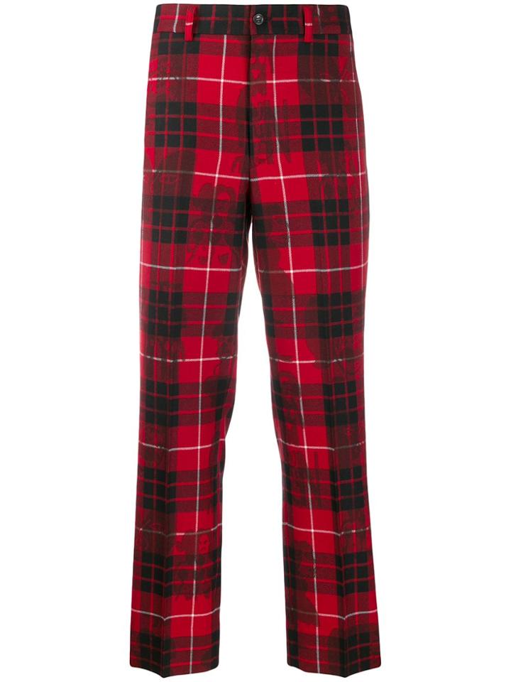 Comme Des Garçons Tartan Print Trousers - Red