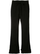 Raquel Allegra - Drawstring Cropped Trousers - Women - Rayon - 1, Black, Rayon
