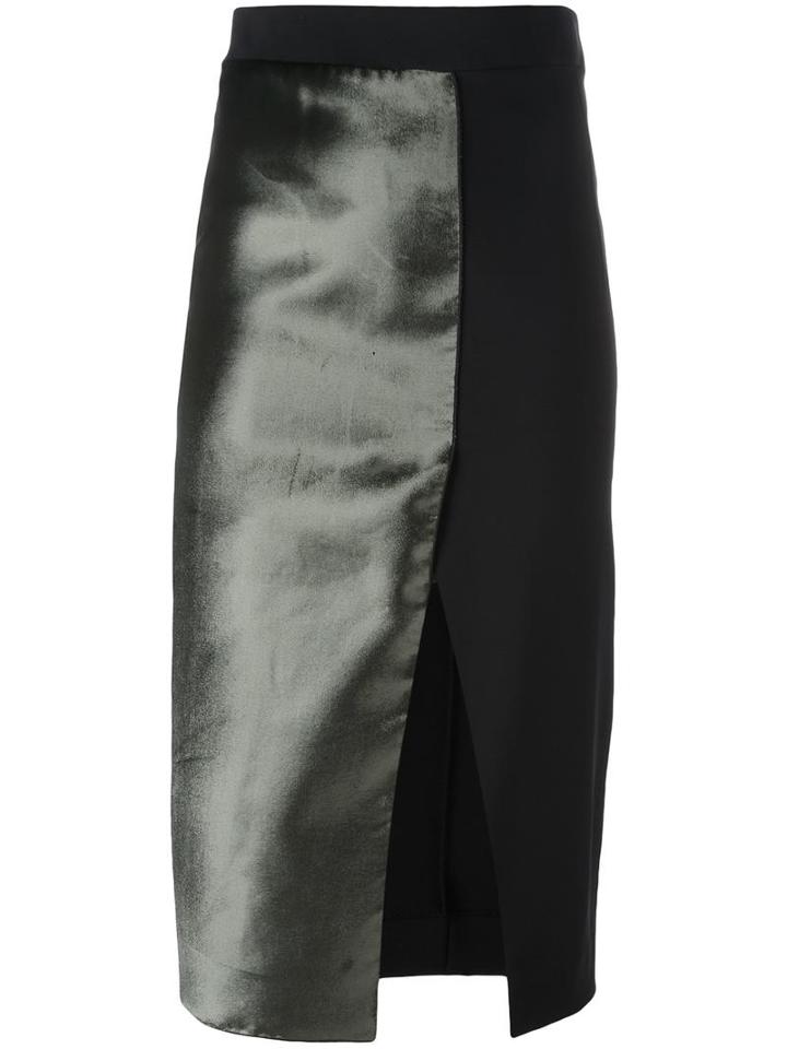 Ssheena Split Front Satin Skirt, Women's, Size: 38, Black, Nylon/viscose