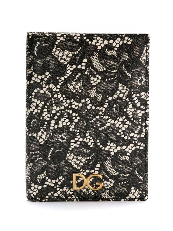 Dolce & Gabbana Floral Lace Effect Wallet - White
