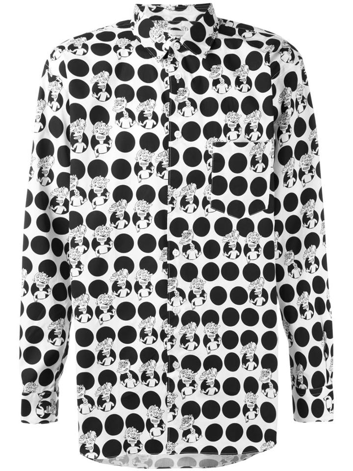 Comme Des Garçons Shirt - Polka Dot Cartoon Print Shirt - Men - Cotton - M, White, Cotton