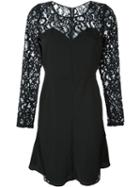 Sonia By Sonia Rykiel Laced Sleeves Flare Dress, Women's, Size: 38, Black, Polyester/cotton/polyamide/viscose