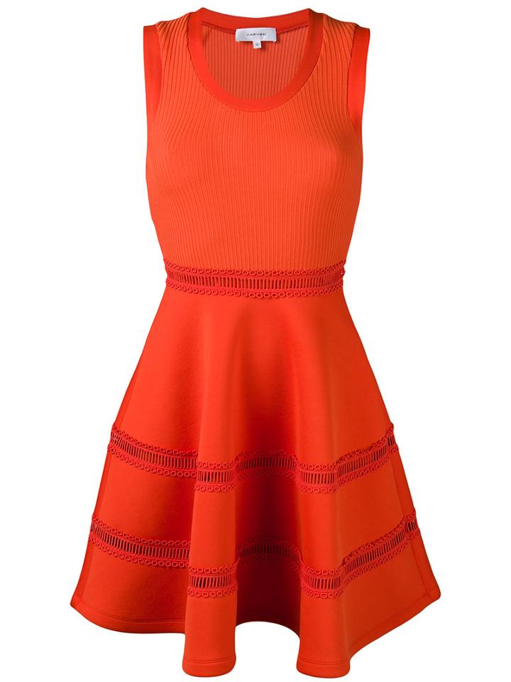Carven - Babydoll Dress - Women - Polyester/spandex/elastane - L, Yellow/orange, Polyester/spandex/elastane