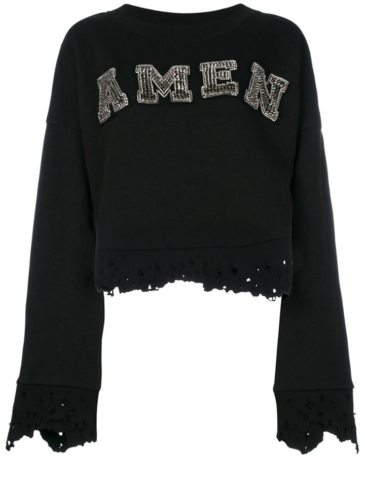 Amen Cropped Logo Jumper - Black