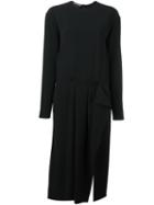 Rochas Longsleeved Midi Dress, Women's, Size: 44, Black, Silk/viscose/acetate/spandex/elastane