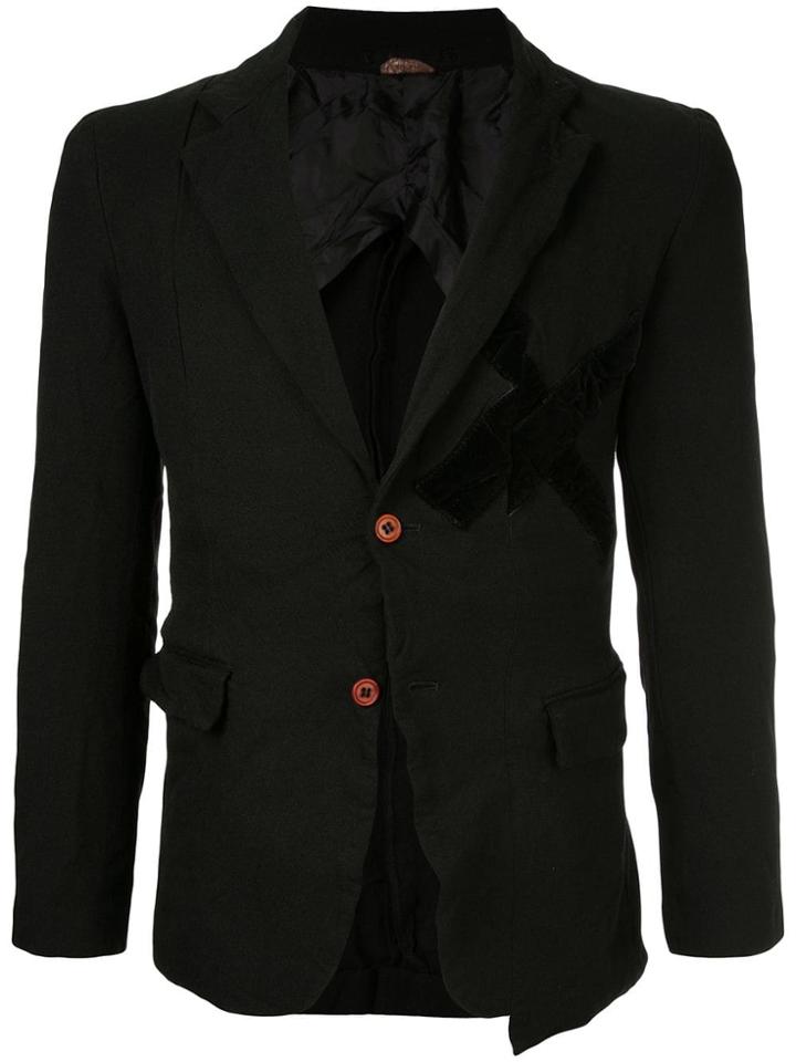 Comme Des Garçons Vintage Chest Appliqué Fitted Blazer - Black
