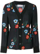 Sonia Rykiel Crepe Floral Print Jacket - Black