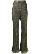 Peter Pilotto Flared Metallic Trousers - Gold