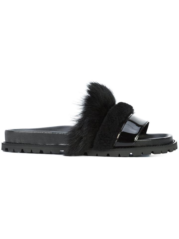 Sacai Furry Slides - Black